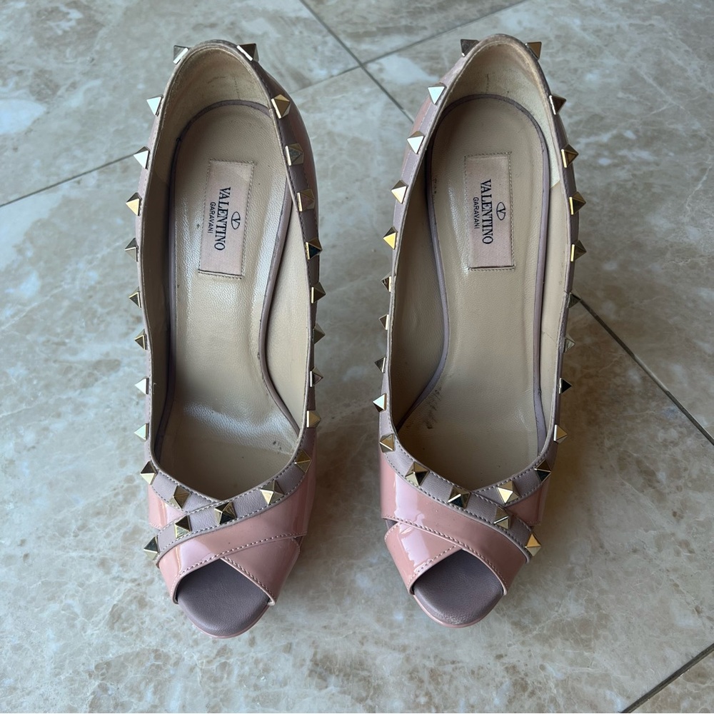 Valentino Rockstud Open Toe Platform Heels